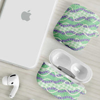 Pastel Green Hawaii Palaka Honohono Pikake AirPods Case Hawaiian Orchid Lei Polynesian Pattern LT14 - Polynesian Pride