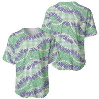 Pastel Green Hawaii Palaka Honohono Pikake Baseball Jersey Hawaiian Orchid Lei Polynesian Pattern - Polynesian Pride