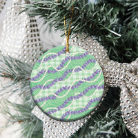 Pastel Green Hawaii Palaka Honohono Pikake Ceramic Ornament Hawaiian Orchid Lei Polynesian Pattern - Polynesian Pride