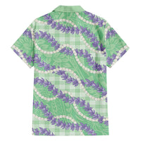 Pastel Green Hawaii Palaka Honohono Pikake Family Matching Long Sleeve Bodycon Dress and Hawaiian Shirt Hawaiian Orchid Lei Polynesian Pattern - Polynesian Pride