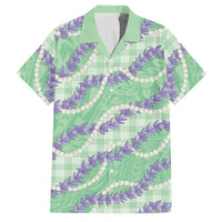 Pastel Green Hawaii Palaka Honohono Pikake Family Matching Off Shoulder Short Dress and Hawaiian Shirt Hawaiian Orchid Lei Polynesian Pattern - Polynesian Pride
