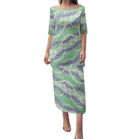 Pastel Green Hawaii Palaka Honohono Pikake Family Matching Puletasi and Hawaiian Shirt Hawaiian Orchid Lei Polynesian Pattern - Polynesian Pride