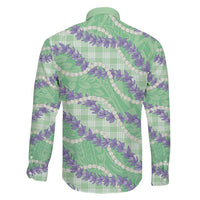 Pastel Green Hawaii Palaka Honohono Pikake Family Matching Summer Maxi Dress and Hawaiian Shirt Hawaiian Orchid Lei Polynesian Pattern - Polynesian Pride