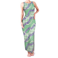 Pastel Green Hawaii Palaka Honohono Pikake Family Matching Tank Maxi Dress and Hawaiian Shirt Hawaiian Orchid Lei Polynesian Pattern - Polynesian Pride
