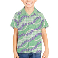 Pastel Green Hawaii Palaka Honohono Pikake Family Matching Tank Maxi Dress and Hawaiian Shirt Hawaiian Orchid Lei Polynesian Pattern - Polynesian Pride