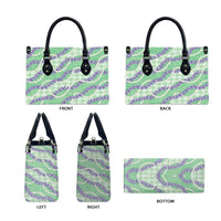 Pastel Green Hawaii Palaka Honohono Pikake Leather Bag Hawaiian Orchid Lei Polynesian Pattern - Polynesian Pride