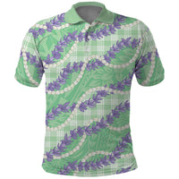 Pastel Green Hawaii Palaka Honohono Pikake Polo Shirt Hawaiian Orchid Lei Polynesian Pattern LT14 Pastel Green - Polynesian Pride