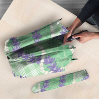 Pastel Green Hawaii Palaka Honohono Pikake Umbrella Hawaiian Orchid Lei Polynesian Pattern - Polynesian Pride