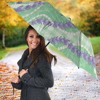 Pastel Green Hawaii Palaka Honohono Pikake Umbrella Hawaiian Orchid Lei Polynesian Pattern - Polynesian Pride