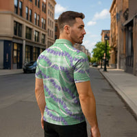 Pastel Green Hawaii Palaka Honohono Pikake Zipper Polo Shirt Hawaiian Orchid Lei Polynesian Pattern LT14 - Polynesian Pride