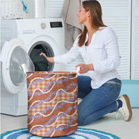 Orange Hawaii Palaka Honohono Pikake Laundry Basket Hawaiian Orchid Lei Polynesian Pattern - Polynesian Pride