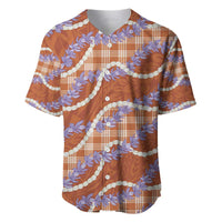 Orange Hawaii Palaka Honohono Pikake Baseball Jersey Hawaiian Orchid Lei Polynesian Pattern - Polynesian Pride