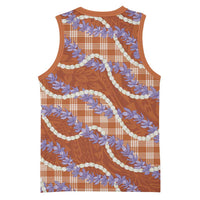 Orange Hawaii Palaka Honohono Pikake Basketball Jersey Hawaiian Orchid Lei Polynesian Pattern - Polynesian Pride