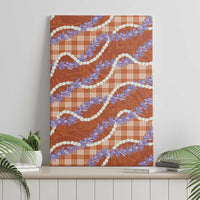 Orange Hawaii Palaka Honohono Pikake Canvas Wall Art Hawaiian Orchid Lei Polynesian Pattern - Polynesian Pride