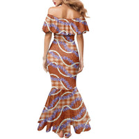 Orange Hawaii Palaka Honohono Pikake Family Matching Mermaid Dress and Hawaiian Shirt Hawaiian Orchid Lei Polynesian Pattern - Polynesian Pride