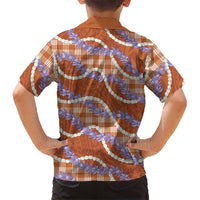 Orange Hawaii Palaka Honohono Pikake Family Matching Tank Maxi Dress and Hawaiian Shirt Hawaiian Orchid Lei Polynesian Pattern - Polynesian Pride