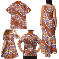 Orange Hawaii Palaka Honohono Pikake Family Matching Tank Maxi Dress and Hawaiian Shirt Hawaiian Orchid Lei Polynesian Pattern - Polynesian Pride