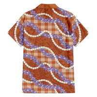 Orange Hawaii Palaka Honohono Pikake Family Matching Tank Maxi Dress and Hawaiian Shirt Hawaiian Orchid Lei Polynesian Pattern - Polynesian Pride