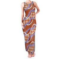 Orange Hawaii Palaka Honohono Pikake Family Matching Tank Maxi Dress and Hawaiian Shirt Hawaiian Orchid Lei Polynesian Pattern - Polynesian Pride