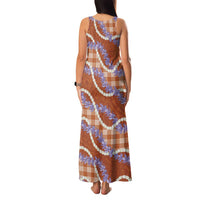 Orange Hawaii Palaka Honohono Pikake Family Matching Tank Maxi Dress and Hawaiian Shirt Hawaiian Orchid Lei Polynesian Pattern - Polynesian Pride