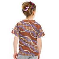 Orange Hawaii Palaka Honohono Pikake Kid T Shirt Hawaiian Orchid Lei Polynesian Pattern - Polynesian Pride