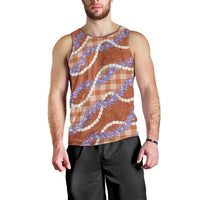 Orange Hawaii Palaka Honohono Pikake Men Tank Top Hawaiian Orchid Lei Polynesian Pattern - Polynesian Pride