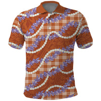 Orange Hawaii Palaka Honohono Pikake Polo Shirt Hawaiian Orchid Lei Polynesian Pattern LT14 Orange - Polynesian Pride
