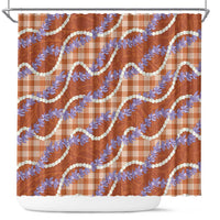 Orange Hawaii Palaka Honohono Pikake Shower Curtain Hawaiian Orchid Lei Polynesian Pattern - Polynesian Pride