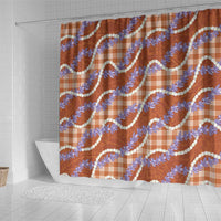Orange Hawaii Palaka Honohono Pikake Shower Curtain Hawaiian Orchid Lei Polynesian Pattern - Polynesian Pride