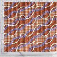 Orange Hawaii Palaka Honohono Pikake Shower Curtain Hawaiian Orchid Lei Polynesian Pattern - Polynesian Pride