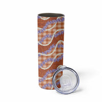 Orange Hawaii Palaka Honohono Pikake Skinny Tumbler Hawaiian Orchid Lei Polynesian Pattern - Polynesian Pride