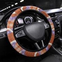 Orange Hawaii Palaka Honohono Pikake Steering Wheel Cover Hawaiian Orchid Lei Polynesian Pattern - Polynesian Pride
