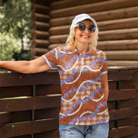 Orange Hawaii Palaka Honohono Pikake Women Polo Shirt Hawaiian Orchid Lei Polynesian Pattern LT14 - Polynesian Pride
