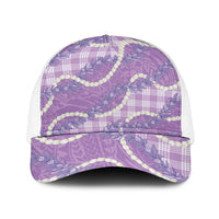 Purple Hawaii Palaka Honohono Pikake Baseball Net Cap Hawaiian Orchid Lei Polynesian Pattern - Polynesian Pride