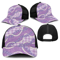 Purple Hawaii Palaka Honohono Pikake Baseball Net Cap Hawaiian Orchid Lei Polynesian Pattern - Polynesian Pride