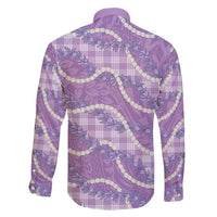 Purple Hawaii Palaka Honohono Pikake Family Matching Long Sleeve Bodycon Dress and Hawaiian Shirt Hawaiian Orchid Lei Polynesian Pattern - Polynesian Pride
