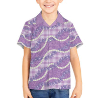 Purple Hawaii Palaka Honohono Pikake Family Matching Long Sleeve Bodycon Dress and Hawaiian Shirt Hawaiian Orchid Lei Polynesian Pattern - Polynesian Pride