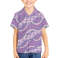 Purple Hawaii Palaka Honohono Pikake Family Matching Mermaid Dress and Hawaiian Shirt Hawaiian Orchid Lei Polynesian Pattern - Polynesian Pride