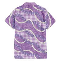 Purple Hawaii Palaka Honohono Pikake Family Matching Off Shoulder Maxi Dress and Hawaiian Shirt Hawaiian Orchid Lei Polynesian Pattern - Polynesian Pride