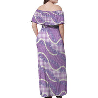 Purple Hawaii Palaka Honohono Pikake Family Matching Off Shoulder Maxi Dress and Hawaiian Shirt Hawaiian Orchid Lei Polynesian Pattern - Polynesian Pride