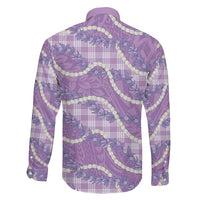 Purple Hawaii Palaka Honohono Pikake Family Matching Off Shoulder Short Dress and Hawaiian Shirt Hawaiian Orchid Lei Polynesian Pattern - Polynesian Pride