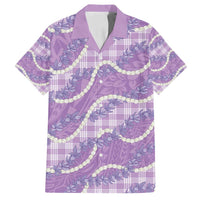 Purple Hawaii Palaka Honohono Pikake Family Matching Puletasi and Hawaiian Shirt Hawaiian Orchid Lei Polynesian Pattern - Polynesian Pride