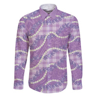 Purple Hawaii Palaka Honohono Pikake Family Matching Puletasi and Hawaiian Shirt Hawaiian Orchid Lei Polynesian Pattern - Polynesian Pride