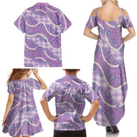 Purple Hawaii Palaka Honohono Pikake Family Matching Summer Maxi Dress and Hawaiian Shirt Hawaiian Orchid Lei Polynesian Pattern - Polynesian Pride