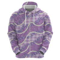 Purple Hawaii Palaka Honohono Pikake Hoodie Hawaiian Orchid Lei Polynesian Pattern - Polynesian Pride