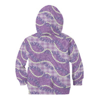 Purple Hawaii Palaka Honohono Pikake Kid Hoodie Hawaiian Orchid Lei Polynesian Pattern - Polynesian Pride