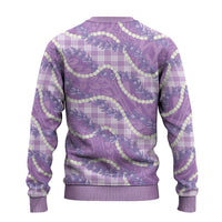 Purple Hawaii Palaka Honohono Pikake Ugly Christmas Sweater Hawaiian Orchid Lei Polynesian Pattern - Polynesian Pride