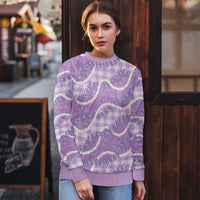 Purple Hawaii Palaka Honohono Pikake Ugly Christmas Sweater Hawaiian Orchid Lei Polynesian Pattern - Polynesian Pride