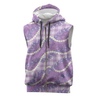 Purple Hawaii Palaka Honohono Pikake Sleeveless Zip Hoodie Hawaiian Orchid Lei Polynesian Pattern LT14 Purple - Polynesian Pride