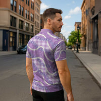 Purple Hawaii Palaka Honohono Pikake Zipper Polo Shirt Hawaiian Orchid Lei Polynesian Pattern LT14 - Polynesian Pride